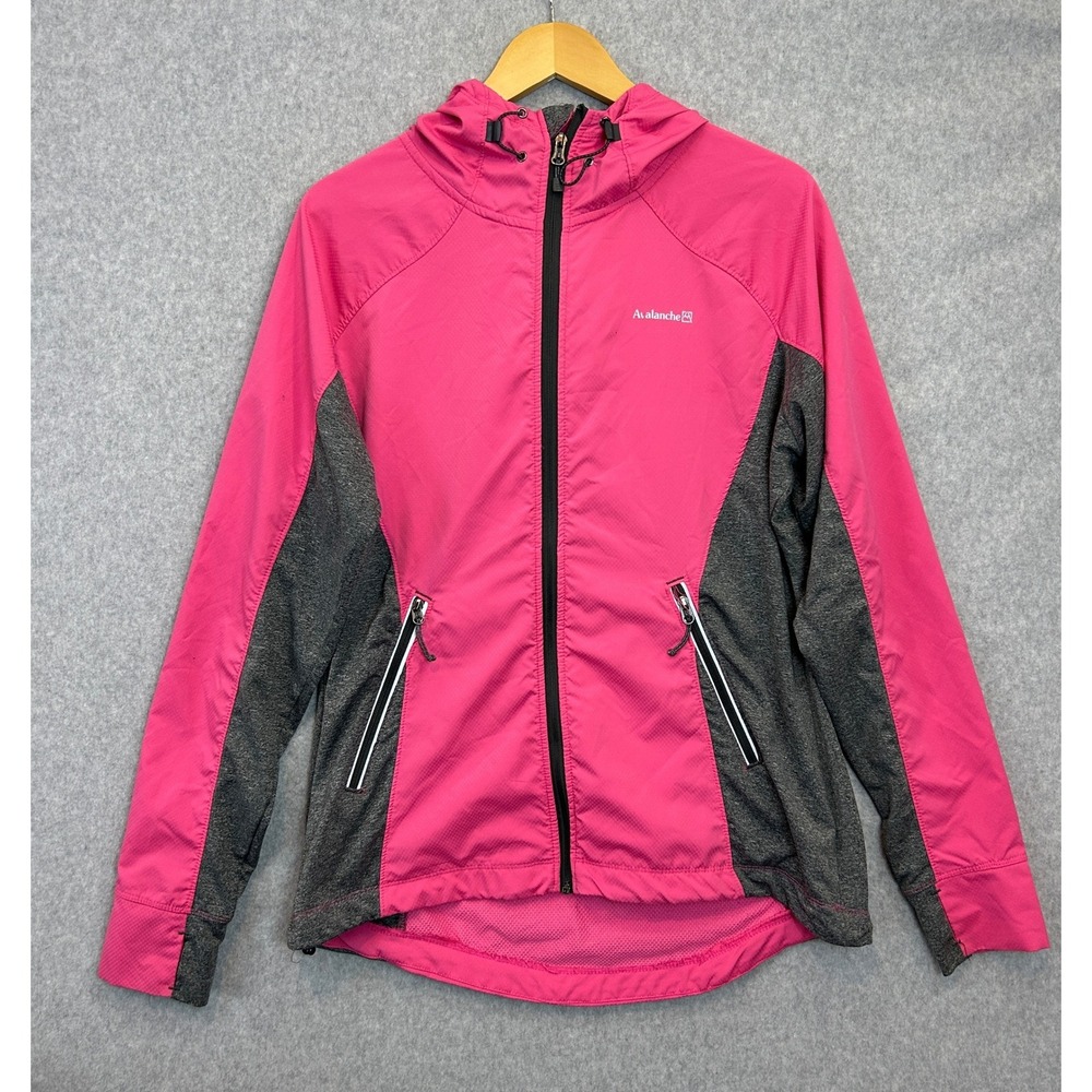Avalanche Size XL Windbreaker Jacket Pink Gray Hooded Full Zip Outdoor Gorp READ